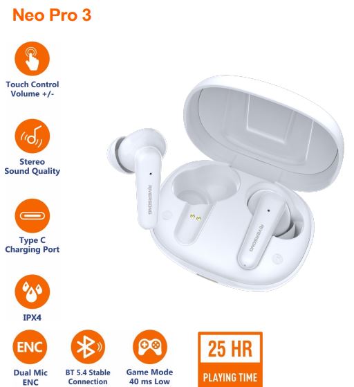 Riversong NEO PRO3 Earbuds 25hrs Talk Time