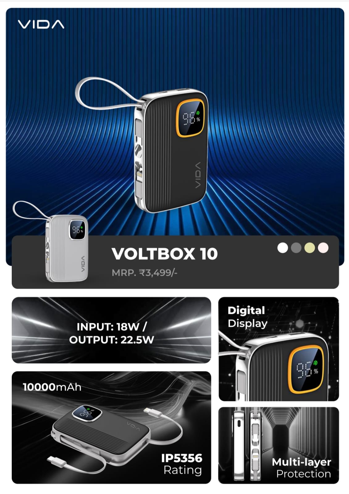 VIDA Voltbox 10 Digital Display Multi Layer Protection 10000mah