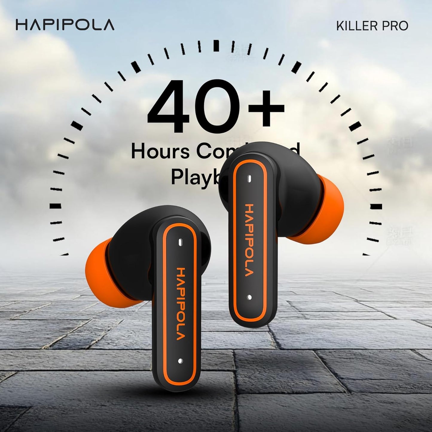 Hapi Pola Killer Pro Earbuds Active Noise Cancellation, 40+ Hours Playtime