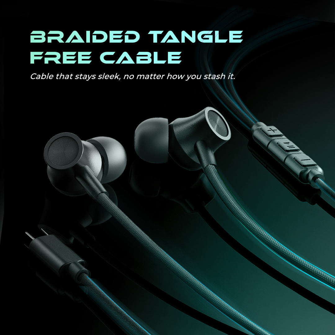 VIDA Wrapbeatz C10 Wired Earphones with Braided Cable Blazing-Fast Type-C