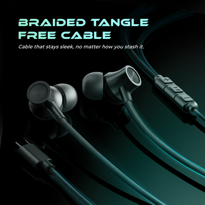 VIDA Wrapbeatz C10 Wired Earphones with Braided Cable Blazing-Fast Type-C