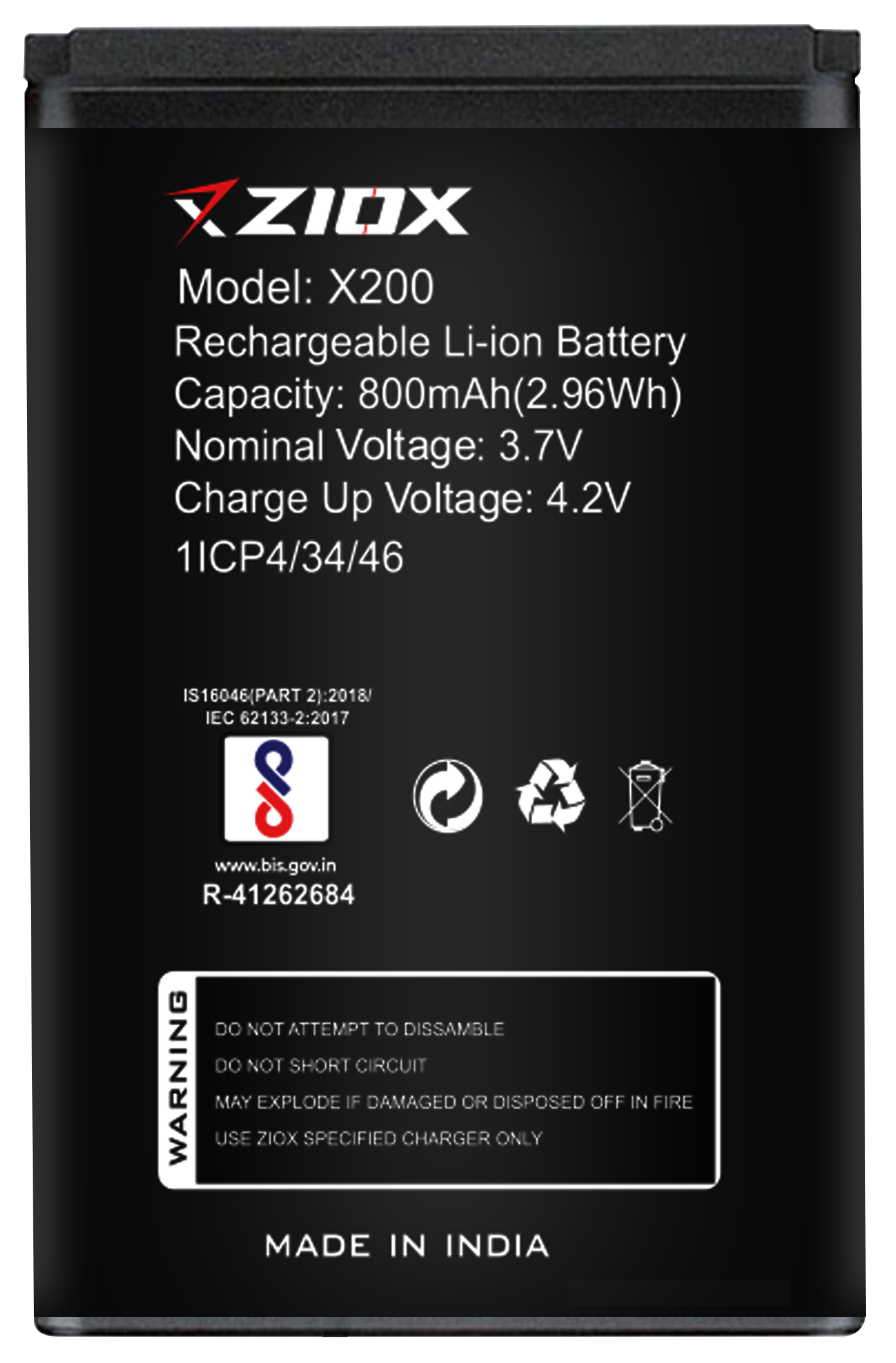 ziox X200 Battery 800Mah Long Battery Life