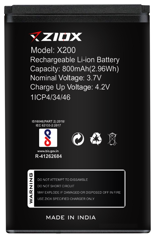ziox X200 Battery 800Mah Long Battery Life