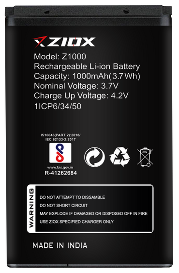 ziox Z1000 Battery 1000mah Long Battery Life