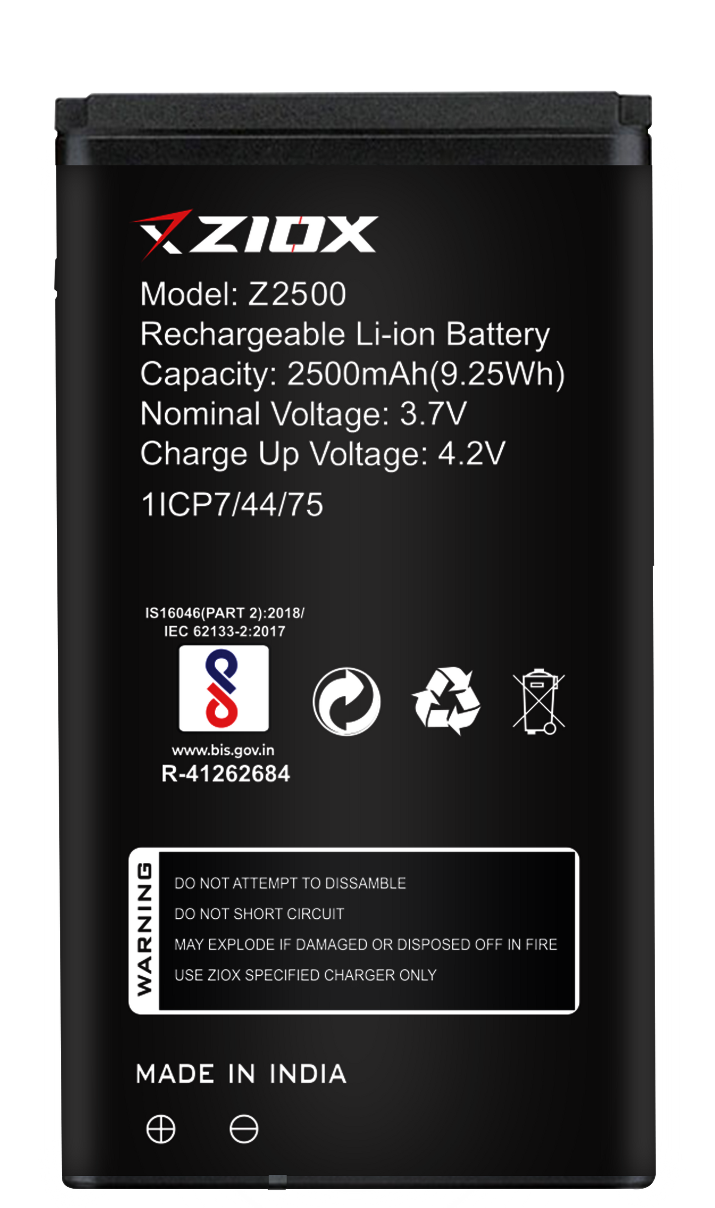 ziox Z2500 Battery 2500mah Long Battery Life