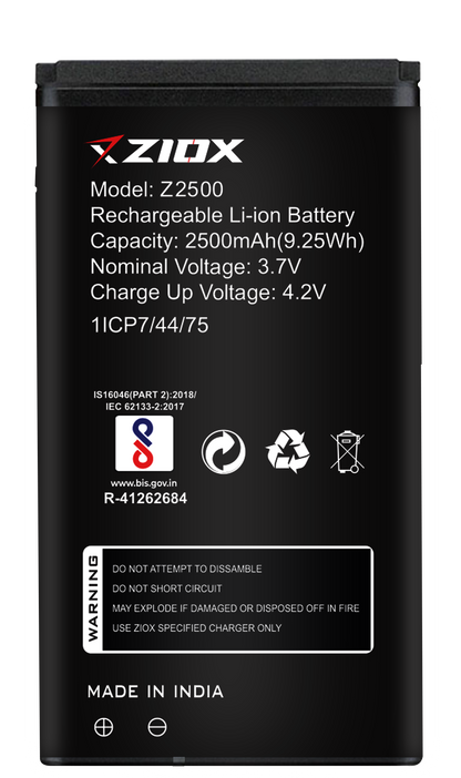 ziox Z2500 Battery 2500mah Long Battery Life