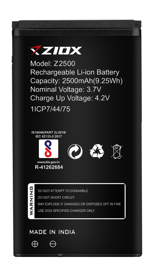 ziox Z2500 Battery 2500mah Long Battery Life